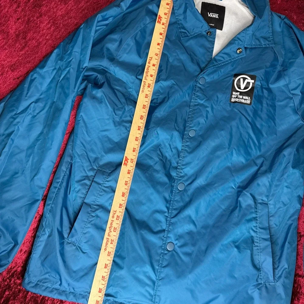 Vans Off The Wall Windbreaker Jacket Men Large Blue Military Spec R29 Snap Front